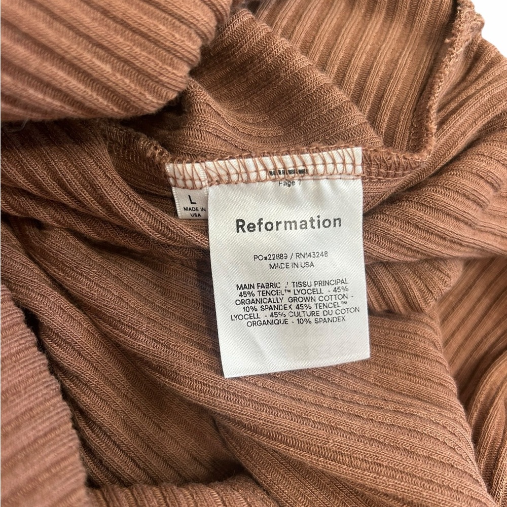 Reformation Brown Ribbed Knit Keyhole Midi Slit Dress Size Large - Picture 10 of 13